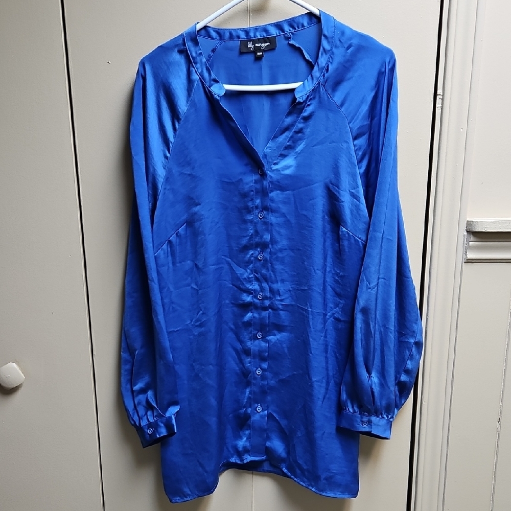39. Lily Morgan Royal Blue Satin Blouse